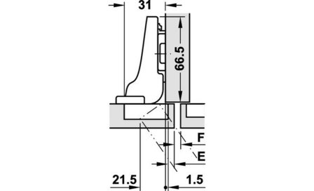 Blum Clip Top scharnier, inserta halfvoorliggend