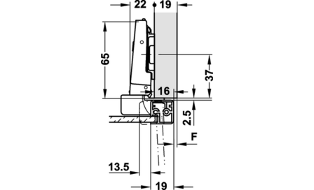 Blum aluminium kaderscharnier voorliggend