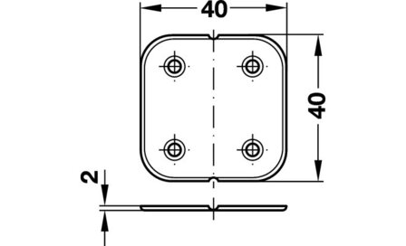 Scharnier kunststof 40 x 40 mm