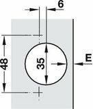 Softclose scharnier, halfvoorliggend technische tekening