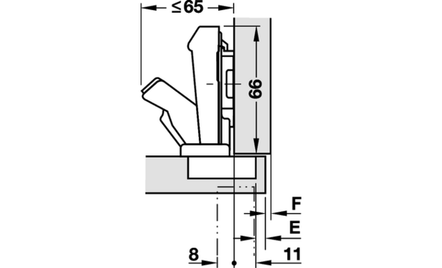 Blum Clip Top Inserta 170°, voorliggend